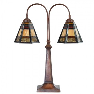 Tiffany bordlampe med 2 skærme H64cm Tiffany bordlampe med 2 skærme H64cm