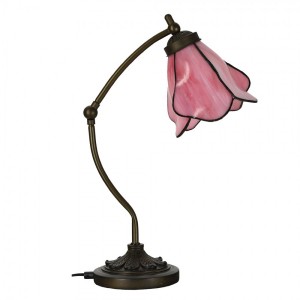 Tiffany bordlampe lyserød glas H50cm Tiffany bordlampe lyserød glas H50cm
