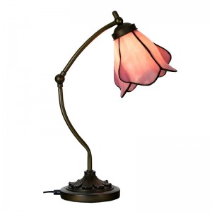 Tiffany bordlampe lyserød glas H50cm Tiffany bordlampe lyserød glas H50cm
