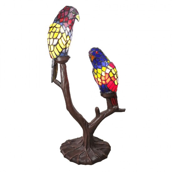 Bordlampe Papegøjer 63cm Tiffany