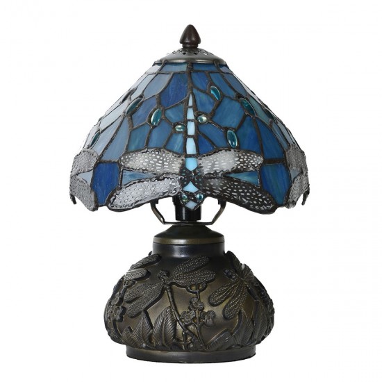 Bordlampe Tiffany Blå Ø20xH28 cm Bordlampe Tiffany Blå Ø20xH28 cm