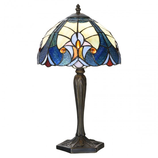 Bordlampe Tiffany Blå Ø25xH40 cm