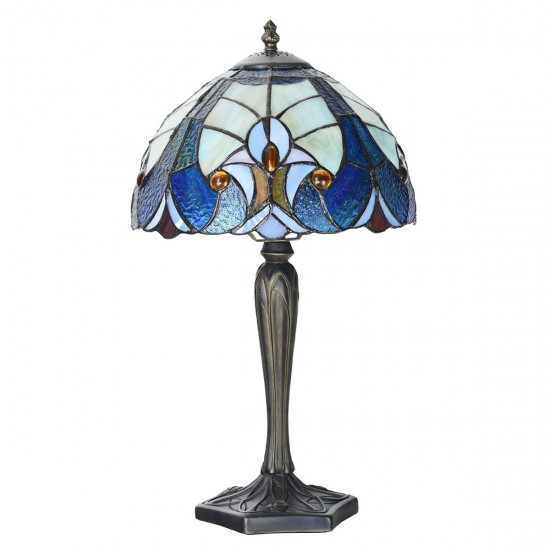 Bordlampe Tiffany Blå Ø25xH40 cm Bordlampe Tiffany Blå Ø25xH40 cm