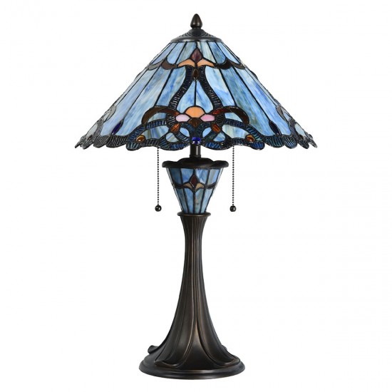Bordlampe Tiffany Blå Ø40xH61 cm