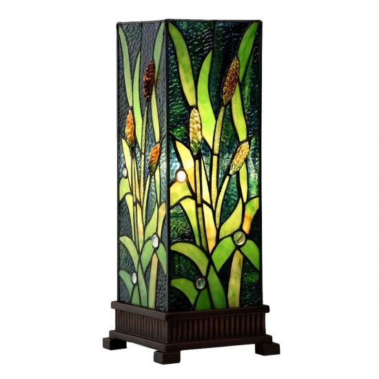 Bordlampe Tiffany Grøn 18x18x45 cm