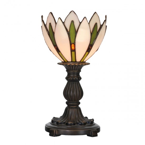 Bordlampe Tiffany Hvid Ø18xH30cm Bordlampe Tiffany Hvid Ø18xH30cm
