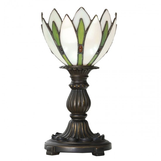 Bordlampe Tiffany Hvid Ø18xH30cm Bordlampe Tiffany Hvid Ø18xH30cm