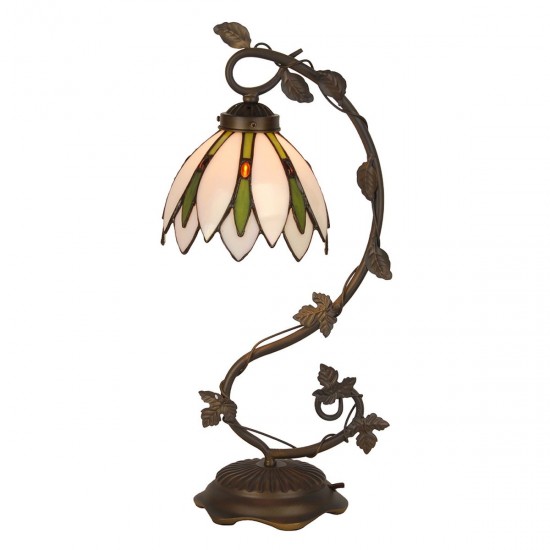 Bordlampe Tiffany Hvid Ø18xH53 cm Bordlampe Tiffany Hvid Ø18xH53 cm