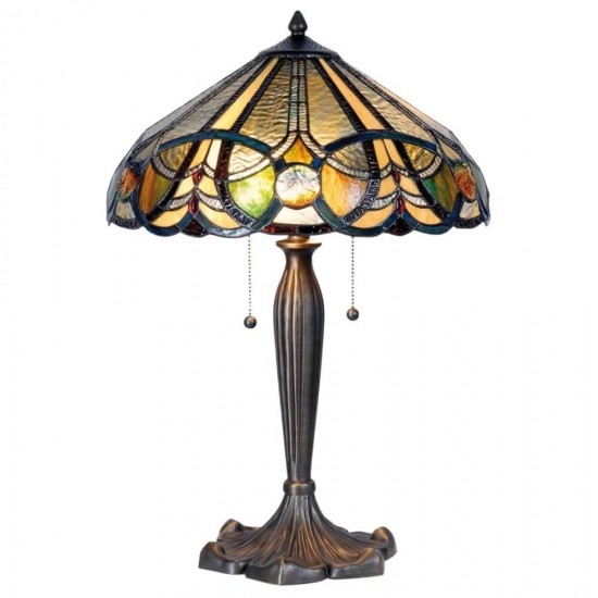 Bordlampe Tiffany skærm brune nuancer 61cm høj