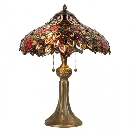 Bordlampe Tiffany skærm flerfarvet 58cm høj