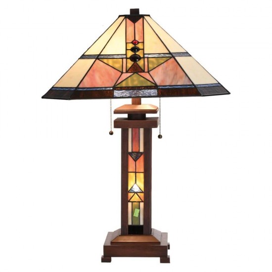 Bordlampe Tiffany skærm kantet 60cm høj