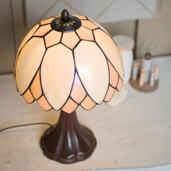 Bordlampe Tiffany skærm lyse nuancer 42cm høj