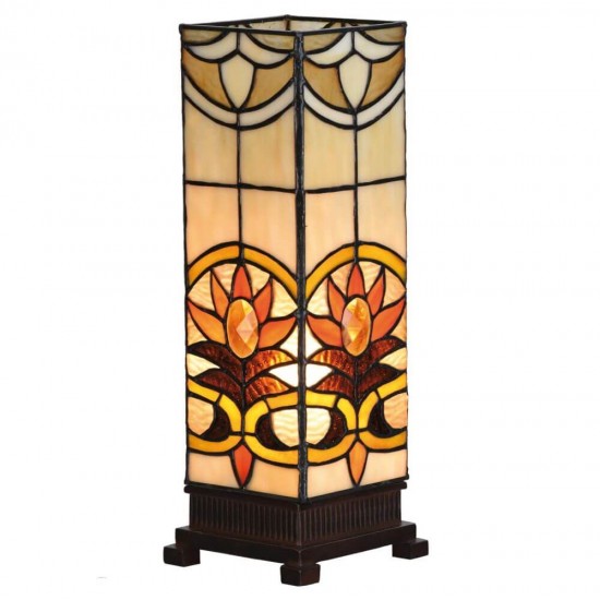 Bordlampe firkant Tiffany skærm - 35cm høj