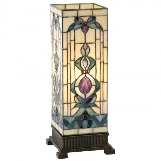 Bordlampe firkant Tiffany skærm - 45cm høj
