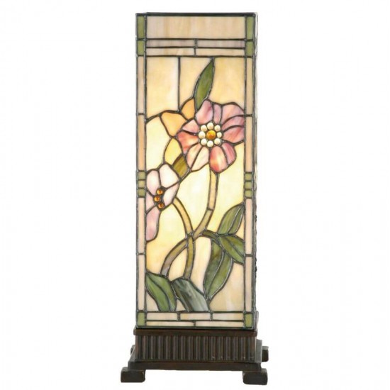 Bordlampe firkantet med Tiffany skærm - 45cm høj