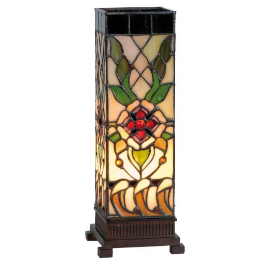 Bordlampe kvadrat Tiffany skærm 35cm høj