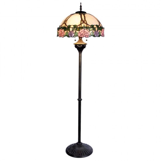 Gulvlampe med Tiffany lampeskærm 164cm høj