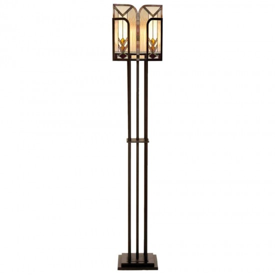 Gulvlampe med Tiffany lampeskærm 182cm høj