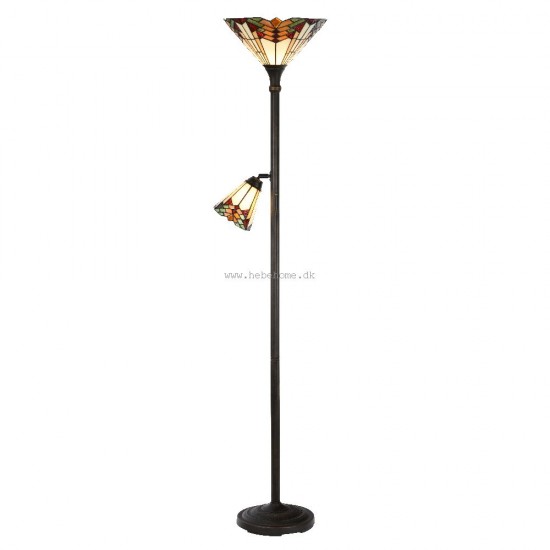 Gulvlampe med læselampe og uplight 178cm høj