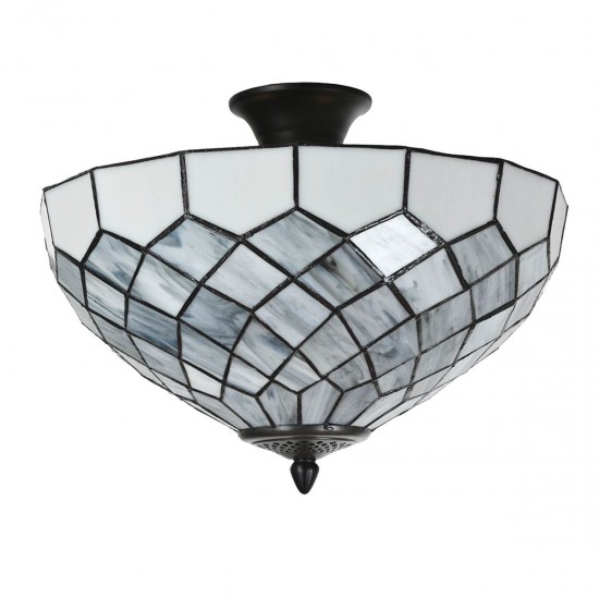 Loftslampe Tiffany Grå Ø41x24 cm Loftslampe Tiffany Grå Ø41x24 cm