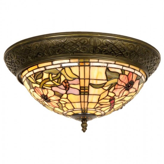 Loftslampe i Tiffany glas brune nuancer Loftslampe i Tiffany glas brune nuancer