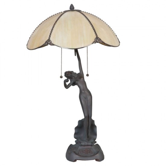 Skøn bordlampe Dame med Tiffany skærm 70cm høj