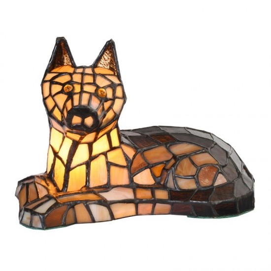 Tiffany Bordlampe Hund H13cm