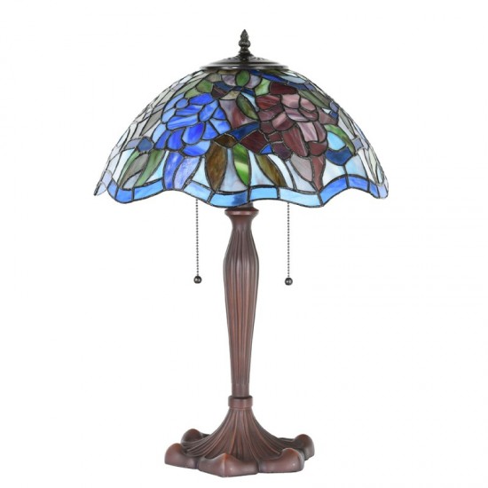 Tiffany Bordlampe med 2 fatninger H60cm