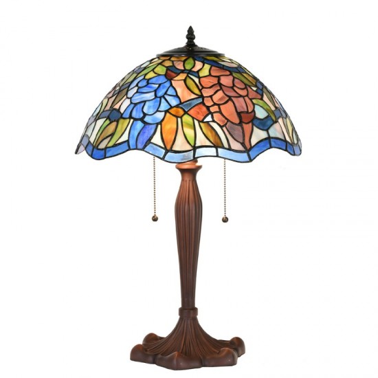 Tiffany Bordlampe med 2 fatninger H60cm