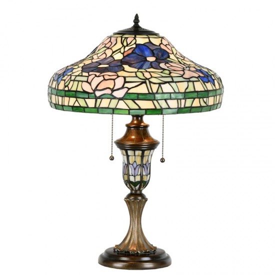 Tiffany Bordlampe med 2 fatninger H60cm Ø46cm