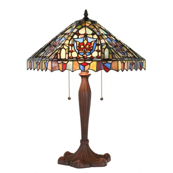 Tiffany Bordlampe med 2 fatninger H60cm Ø47cm