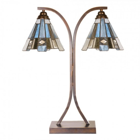 Tiffany bordlampe med 2 skærme H57cm
