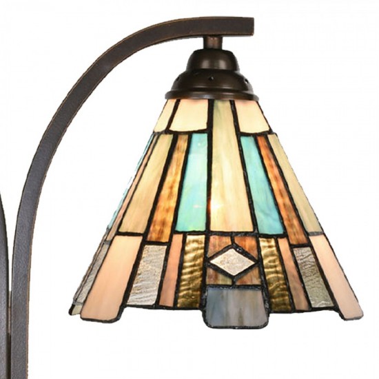 Tiffany bordlampe med 2 skærme H57cm