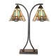 Tiffany bordlampe med 2 skærme H57cm