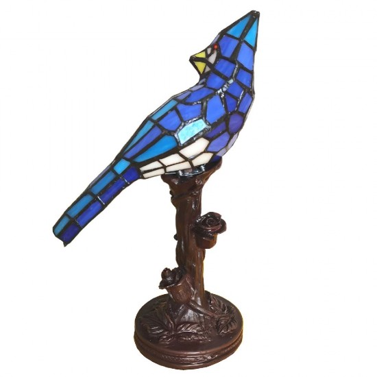 Tiffany bordlampe papegøje H33cm
