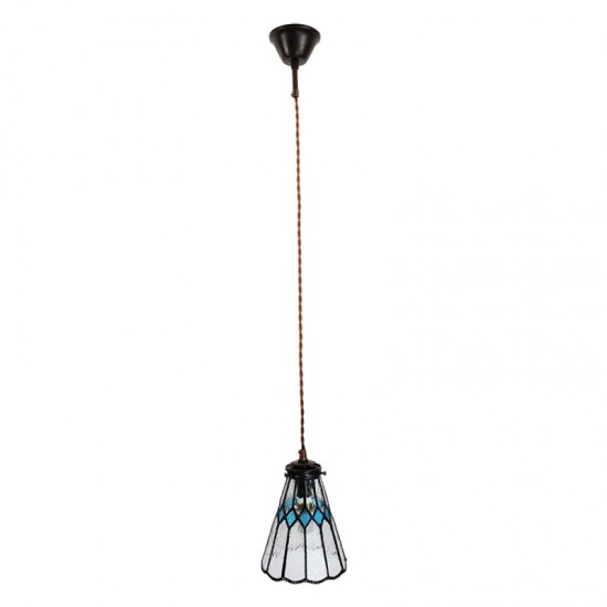 Tiffany loftslampe Hvid-Blå Ø15cm Tiffany loftslampe Hvid-Blå Ø15cm