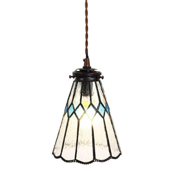 Tiffany loftslampe Hvid-Blå Ø15cm Tiffany loftslampe Hvid-Blå Ø15cm