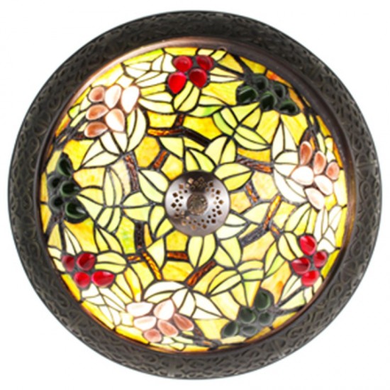 Tiffany loftslampe Ø38cm med 2 fatninger i gule nuancer