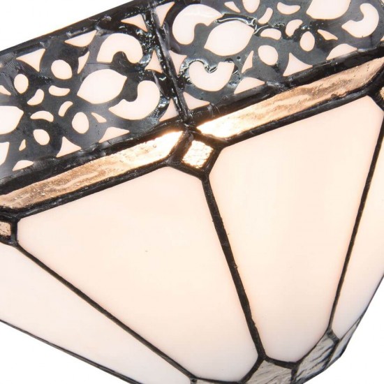 Væglampe Tiffany glas hvid 16cm høj