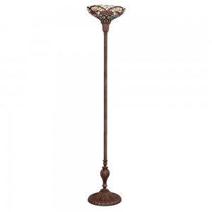 Høj gulvlampe med uplight Tiffany skærm 180cm høj