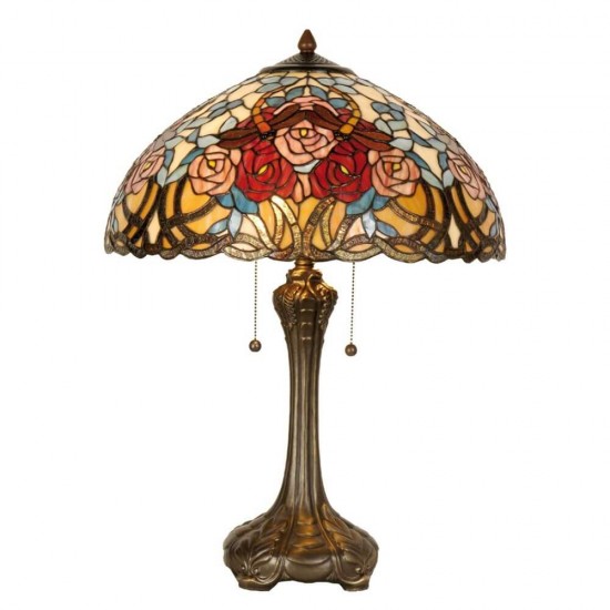Stor bordlampe med skøn Tiffany skærm 64cm høj