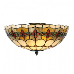 Loftslampe Tiffany glas Ø40cm med 2 fatninger