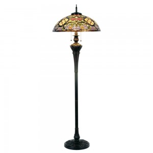 Gulvlampe med Tiffany lampeskærm 150cm høj