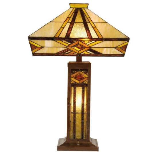 Bordlampe 2 fatninger Tiffany lampeskærm