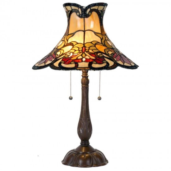 Bordlampe med Tiffany skærm 2 fatninger 66cm høj