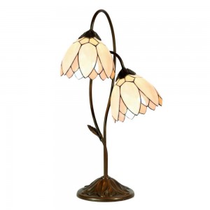 Bordlampe med 2 Tiffany skærme 61cm høj Bordlampe med 2 Tiffany skærme 61cm høj