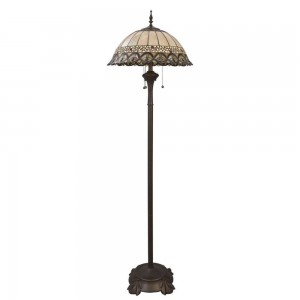 Gulvlampe med Tiffany skærm 165cm høj