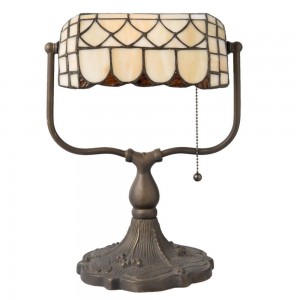 Bordlampe Tiffany glas med tænd-sluk snor Bordlampe Tiffany glas med tænd-sluk snor