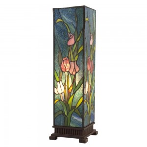 Bordlampe firkant med Tiffany skærm 58.5cm høj Bordlampe firkant med Tiffany skærm 58.5cm høj