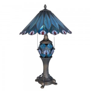 Bordlampe med Tiffany skærm blå nuancer Bordlampe med Tiffany skærm blå nuancer